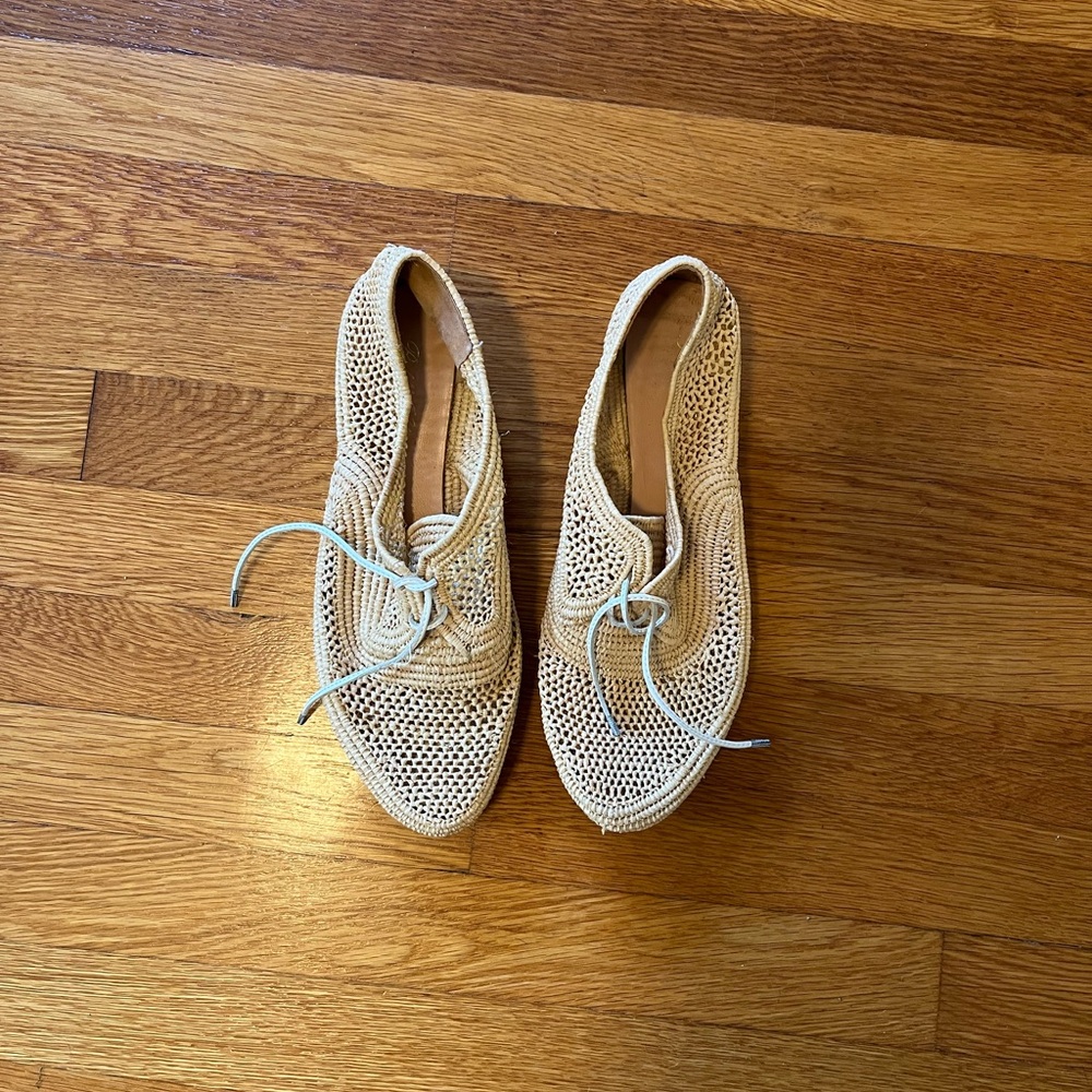 Robert Clergerie 39. 5 Lisa Rafia Comfort Derby Wedge Women's Shoes read $475